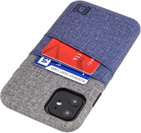 Dockem Wallet Case for iPhone 11: Built-in Metal Plate for Magnetic Mounting & 2 Card Holders (6.1" Luxe M2 Synthetic Leather, Blue & Grey)...