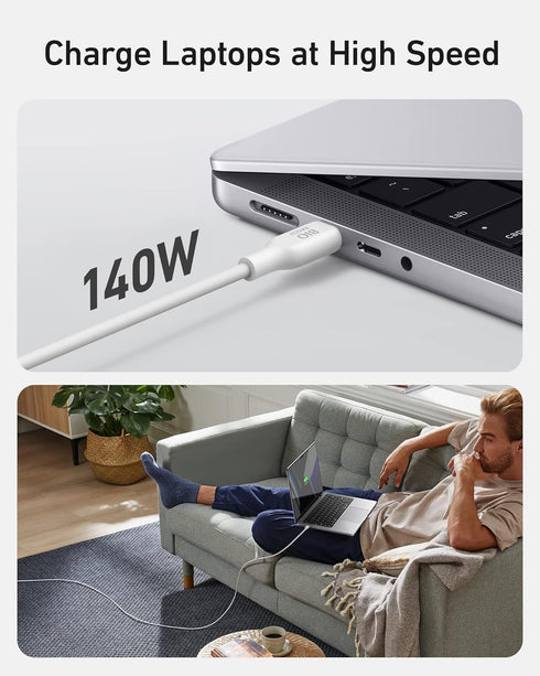 Anker 543 USB C to USB C Cable (140W 6ft), USB 2.0 Bio-Based Charging Cable for MacBook Pro 2020, iPad Pro 2020, iPad Air 4, Samsung Galaxy Samsun...