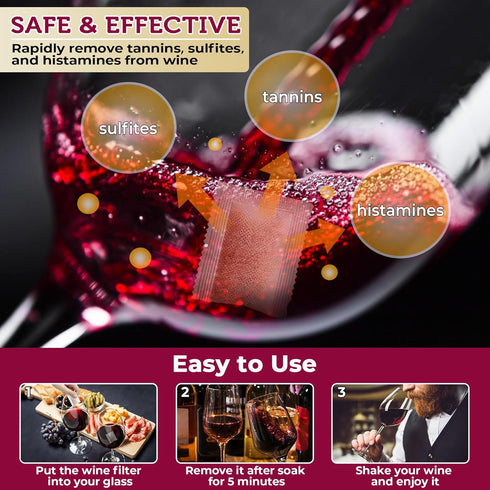 Wine Filter, 24 Pack Wine Filters for Histamines and Sulfite, Wine Sulfite and Histamine Remover, Prevent Wine Allergies & Headaches, Father’s Day...