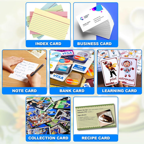 Clear Index Card Storage Holder for Desk, Acrylic Small Cards Holders Postcard Stand Display Rack, Fit 3" x 5" Cards...