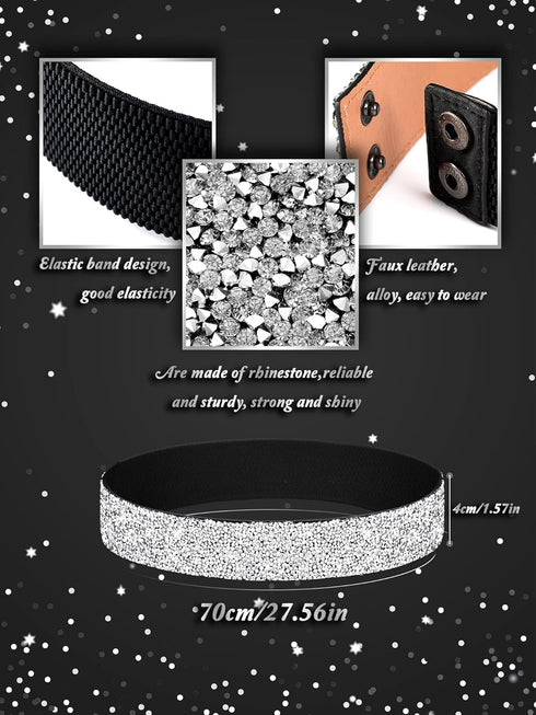 Pangda 2 Pcs Women Stretchy Rhinestone Dress Glitter Belts O Ring Buckle Bling Diamond Belts for Women Shiny Party...