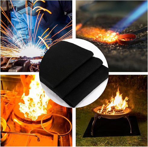 2 Pack Carbon Felt Welding Blanket Fireproof, 1800°F Heat Resistant Flame Retardant Protective Mat Insulation Pad for Soldering Welding Brazing Pl...