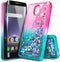 NZND Case for Wiko Ride 2 (U520AS) with Tempered Glass Screen Protector (Full Coverage), Glitter Liquid Floating Waterfall Girls Cute Phone Case C...