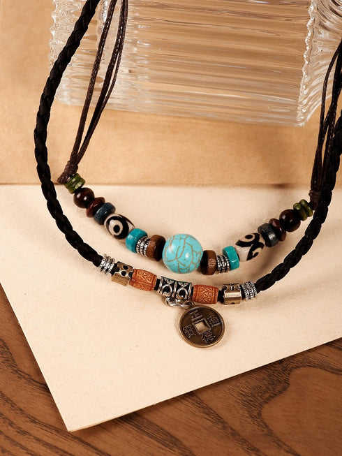 Sacina Boho Hippie Black Choker Necklace, Black Choker for Women, Turquoise Necklace, Boho Necklace, Hippe Necklace, Christmas New Year Jewelry Gi...