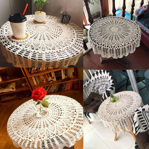 KEPSWET Cotton 36 inch Round Sunflower Beige Handmade Crochet Lace Tablecloth Doily...