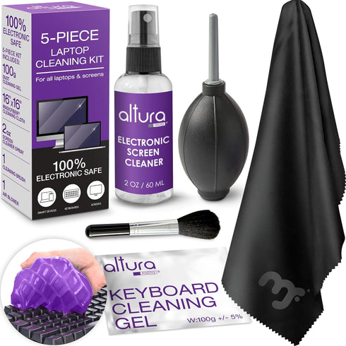 Altura Photo Laptop Cleaning Kit 5 pc - Keyboard Cleaning Kit - Includes Laptop Screen Cleaner, Air Blower, Brush, Keyboard Gel, & Microfiber Clot...