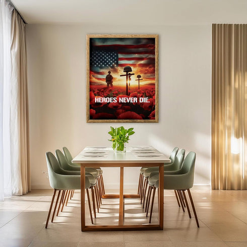 Posterizer 1 pcs-Heroes Never Die-Patriotic & Military Art-Motivational & Inspirational Art-Gift for US Military Veterans-Gifts for Men-Living Roo...