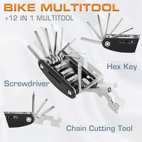Voro Motors 2 Packs Bike Multifunction Tools, Bike Tool Kit 12 In 1 Lightweight Stainless Steel Bicycle Multi tool,Safety Locking, Survival Gear W...