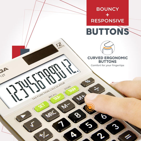 Desktop 12-Digit Business Calculator with Dual Power, Solar and Battery, for Basic, Finance and Tax Calculations, Desk Calculators for School or O...