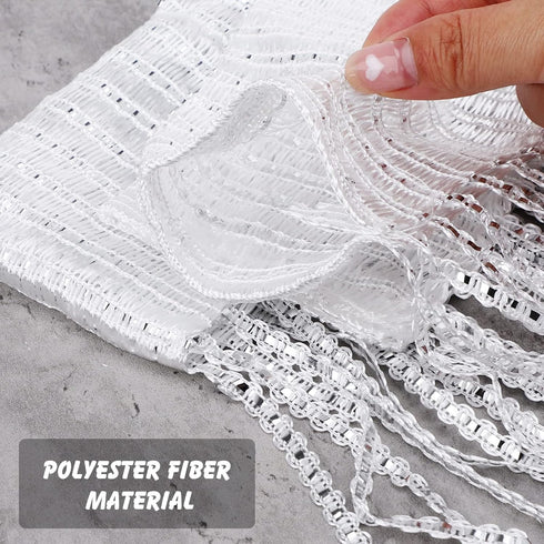 Door String Curtain, Wall Panel Fringe Window Room Divider Blind, Home Patio Bedroom Decorative Tassel Screen Ribbon Strings Strip Silver Thread S...