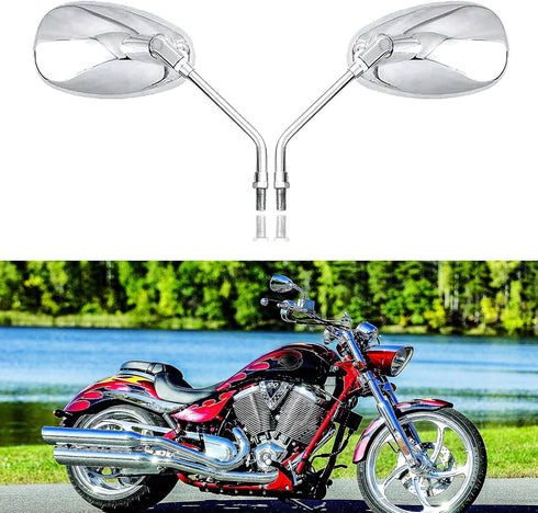 Motorcycle Mirrors Universal 8mm 10mm Chrome Rear View Side Mirror Handle Bar Bar End Motorcycle Mirrors Fit For Most Motorbikes...