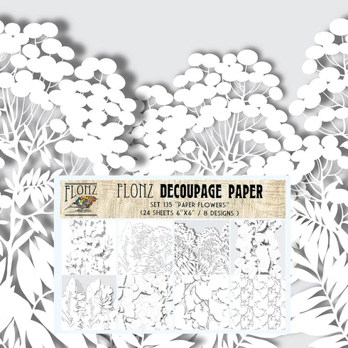 Decoupage Paper Pack (24 Sheets 6"x6") Paper Flowers # Vintage Styled Pattern Paper for Decoupage, Craft and Scrapbooking...