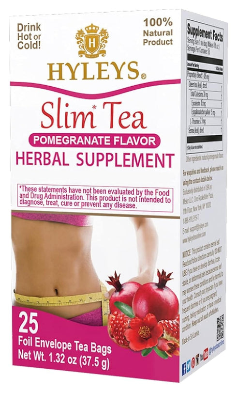 Hyleys Slim Tea Pomegranate Flavor - Weight Loss Herbal Supplement Cleanse and Detox - 25 Tea Bags (1 Pack)...