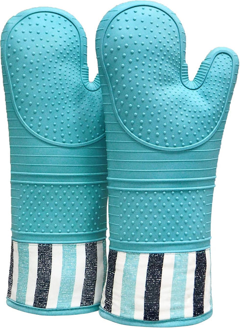 RED LMLDETA Heat Resistant 550 Degree Oven mitt, Silicone Oven Hot Mitts - 1 Pair, Extra Long Professional Baking Oven Gloves - Food Safe,Pot Hold...