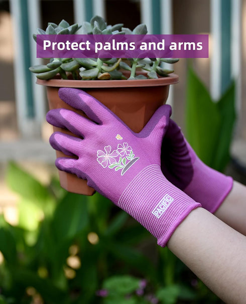 PACIFIC 6 Pairs Gardening Gloves for women, Rubber Coated Garden Gloves, Ladies Yard Work Gloves, Breathable, Purple, Medium...