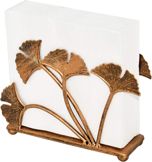 OwlGift Modern Ginkgo Leaves Design Napkin Holder for Tables, Metal Paper Napkin Storage for Kitchen, Stylish Paper Towel Dispenser, Mail Letter S...