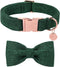 DOGWONG Hemp Cotton Dog Collar with Bow, Christmas Green Pet Collar Durable Adjustable Puppy Collar for Large Dogs...