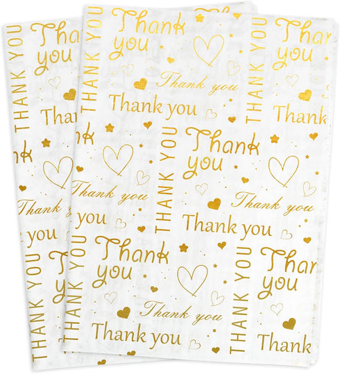 100 Sheets Thank You Tissue Paper Bulk,Thank You Tissue Paper for Small Business,Packaging Tissue Paper for Gift Bags,Thank You Packaging Tissue P...