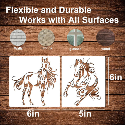 Horse Stencils for Painting On Wood Reusable Horse Art Crafts Templates Plastic Farmhouse Wood Burning Stencils for Wall Canvas (Horse)...
