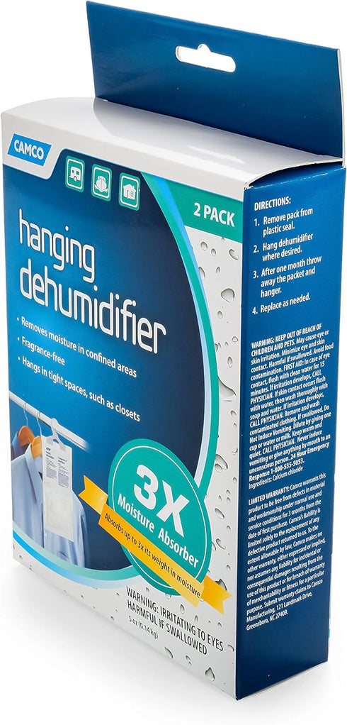 Camco 44286 Fragrance Free Hanging Dehumidifier-Convenient Hook Absorbs up to 3x Its Weight in Water, Reduces Moisture and Humidity in Closets and...