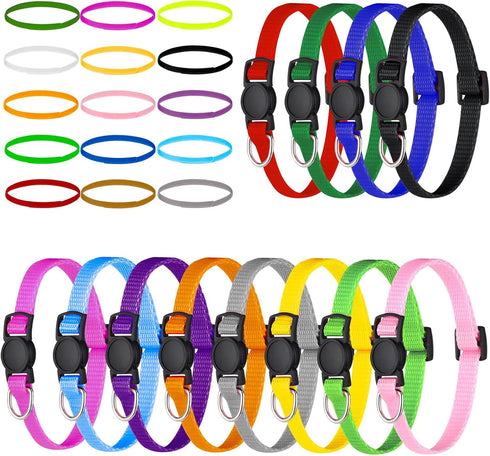 27Pcs Puppy Collars for Litter Adjustable Puppy Whelping Collars Soft Nylon Breakaway Puppy ID Collars with Safety Release Buckle for Newborn Pupp...