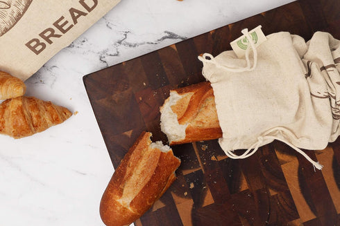 Reusable Bread Bags for Homemade Bread - 100% Organic Linen - 2 Large and 2 Extra Large Reusable Cloth Storage Bags with Drawstring for Sourdough ...