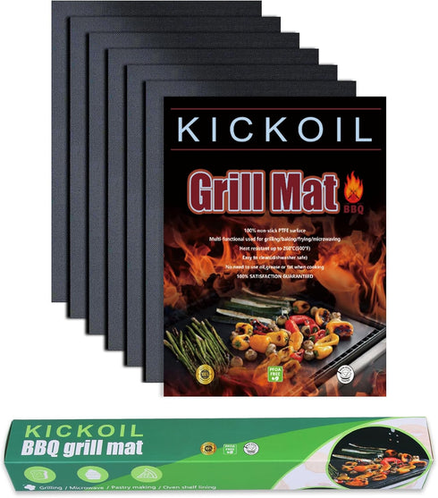 Grill Mats for Outdoor Grill Set of 6 Black Grilling Mats Grill Tools BBQ Accessories Non-Stick Heavy Duty Teflon Grill Sheets for Charcoal Grill ...