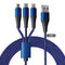 Multi 3 in 1 USB Long Charger Cable, 3M/10Ft 6A PD Fast Braided Charging Cord, Universal Multiple Ports Long Charging Cable with USB C/Micro USB/L...