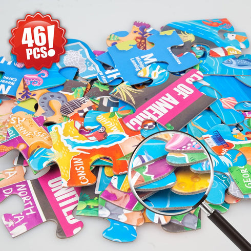 Kids Puzzle Toy Puzzles for Kids Ages 4-8 USA Map Floor Puzzle Raising Children Recognition &Promotes Hand-Eye Coordinatio (46Pcs)...