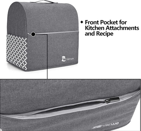 Yarwo Stand Mixer Cover Compatible with 4.5 qt and All 5 qt KitchenAid Mixer, Protective Dust Cover with Top Handle and Pockets for Accessories, G...