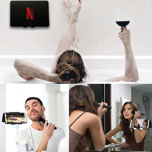AIRSTIK Cradle Glass Mount Phone Holder Reusable TikTok Facetime Compatible with iPhone iPad Cell Phone for Bathroom Kitchen Shower Dorm Office Ma...