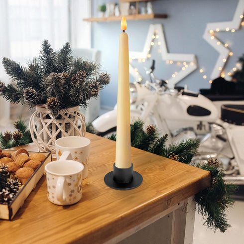 Iron Taper Candle Holder Round - Set of 2, Rustic Candlestick Holder for Home Decoration, Wedding, Anniversary, Housewarming, Birthday, Candle Sta...