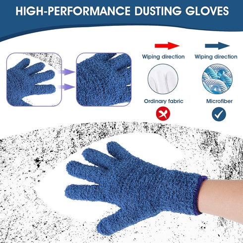 1 Pair Microfiber Dusting Gloves, Reusable Washable Cleaning Gloves Mittens for Plants House Cleaning Car Blinds Lamps and Small Hard to Reach Cor...