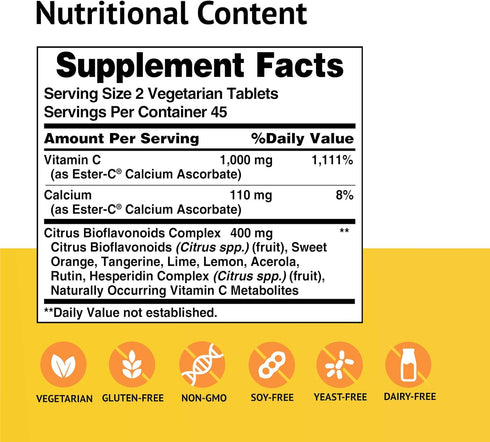 Ester-C® 500 mg with Citrus Bioflavonoids Veg. Tablets 90...