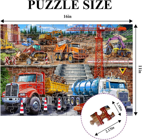 Puzzles for Kids Ages 4-8 6-8 8-10, Construction Site 100 Piece Puzzles for Kids, Educational Kids Puzzles Toys for Boys Girls Age 4, 5, 6, 7, 8-1...