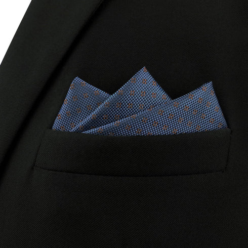 S&W SHLAX&WING Pocket Squares for Men Blue with Dots Business for Suit Jacket...