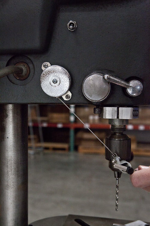KEY-BAK Industrial Retractable Reel with 48" Stainless Steel Cable, Steel Bracket Back, Chrome Front, 8 oz. Retraction, Plastic Hose Clamp...