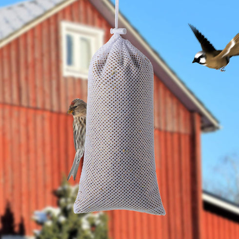 Shihanee 6 Pieces Wild Bird Finch Sock Feeder Bird Seed Sock Bird Feeder Net Thistle Seed Socks Bird Food Finch Sock for Wildlife(White)...
