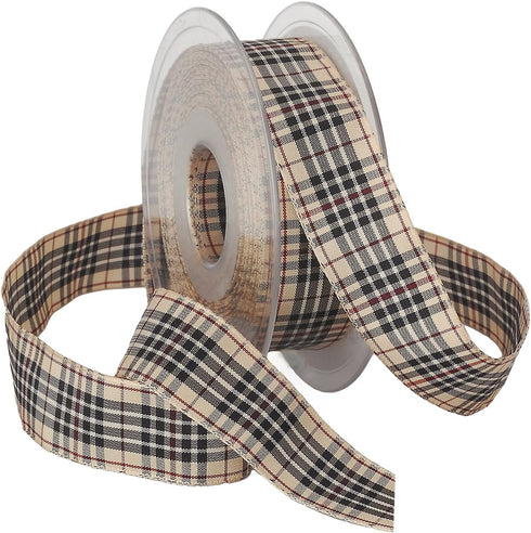 Morex BlackBerry Plaid Ribbon, 1-Inch by 22-Yard Spool, Natural...