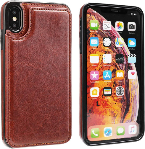 iPhone Xs Max Wallet Case with Card Holder,OT ONETOP Premium PU Leather Kickstand Card Slots Case,Double Magnetic Clasp and Durable Shockproof Cov...