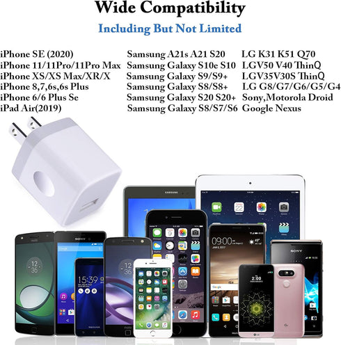 USB Wall Plug 10 Pack, UorMe 1A 5V Single Port Wall Charger Power Adapter Cube Block Box for iPhone SE 14 Plus 13 12 Pro Xs XR X, Samsung Galaxy A...