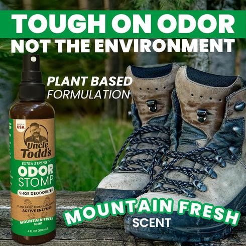 Uncle Todd's Odor Stomp Shoe Deodorizer - Proven & Powerful Enzyme Formula for Odor Elimination in All Footwear (Mountain Fresh)...