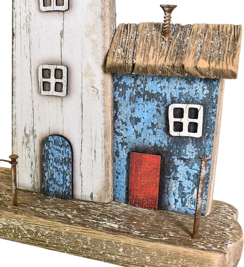 Decorative Lighthouse for Home Decor, 10.16" H Rustic Wood Light House Sculpture Figurine Tabletop Centerpiece Nautical Beach Decorations for Livi...