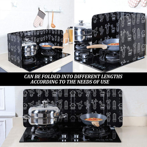 2 Pcs 3 Sided Splatter Guard Foldable Grease Splatter Screen for Frying Pan Aluminum Foil Splash Guard for Stove Top Oil Splash Insulation Block B...