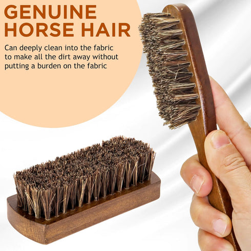 Horsehair Laundry Stain Brushes Set by TAKAVU, Natural Soft Bristle for Scrubbing Out Tough Stains on Delicate Fabrics Knits Cotton Leather Washab...