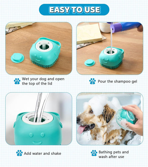 Dog Bath Brush Pet Massage Shampoo Brush Dog Scrubber for Dog Washing Brush Scrubber Pet Bath Massage Brush with Soft Silicone Bristles for Dog Ca...