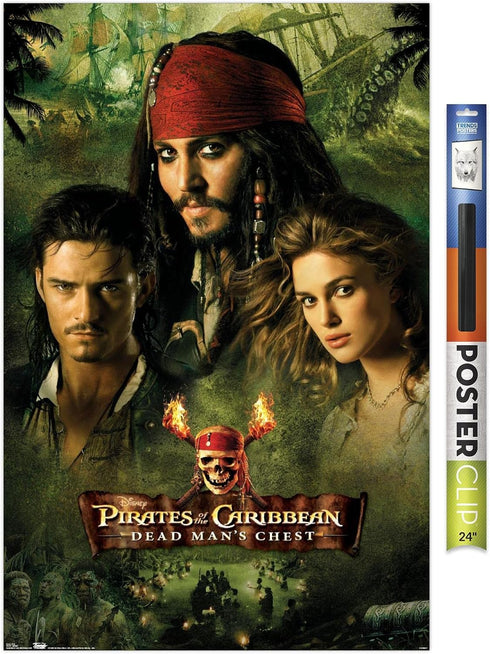 Trends International Disney Pirates of the Caribbean: Dead Man's Chest - Group Wall Poster, 22.375" x 34", Premium Poster & Clip Bundle...