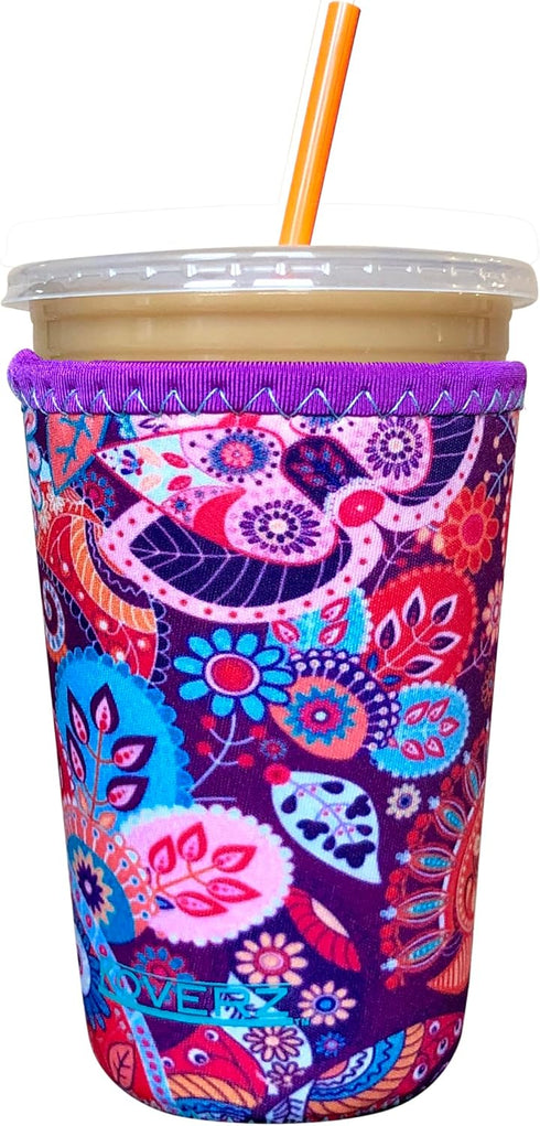 Koverz Iced Coffee Sleeve, Insulated Neoprene Cup Sleeve, Fits a 24 Oz. Coffee Cup, Washable and Reusable, Iced Coffee Accessories, Medium Paisley...