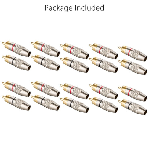 EEEKit 20Pack RCA Male Plug Solder, Gold Audio Video Adapter Connector for Speaker Wire Wall Plate Home Theater Audio Video Receiver Amplifiers an...