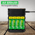 JINTION Rechargeable Ni-MH AA Batteries, Double A High Capacity 1.2V Pre-Charged 600mAh Battery for Solar Lights, String Lights, Remotes, Wireless...